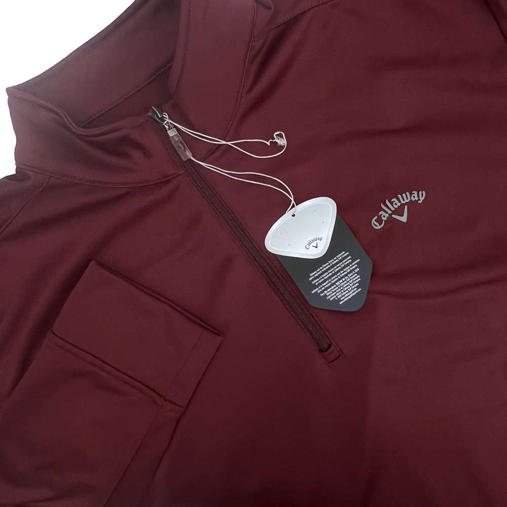 CALLAWAY Men's Sz XXL Maroon Long-Sleeve 1/4-Zip Polyester Fleece-Lined Pullover